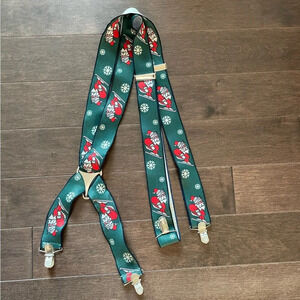 Vintage Skiing Santa Suspenders Adult Size